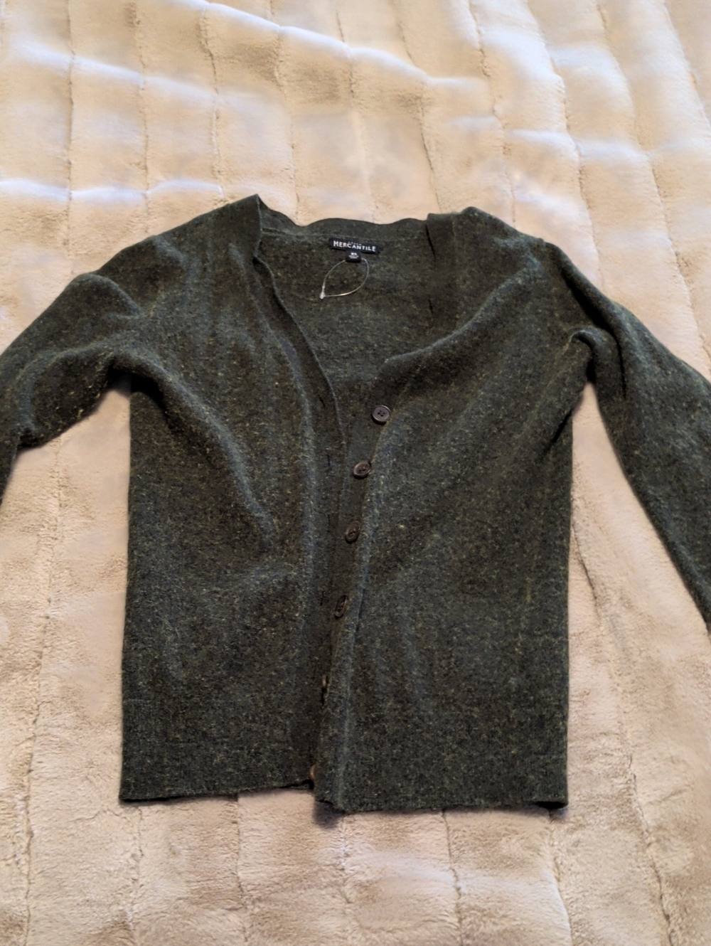 J. Crew Dark Green V-Neck Button Cardigan
